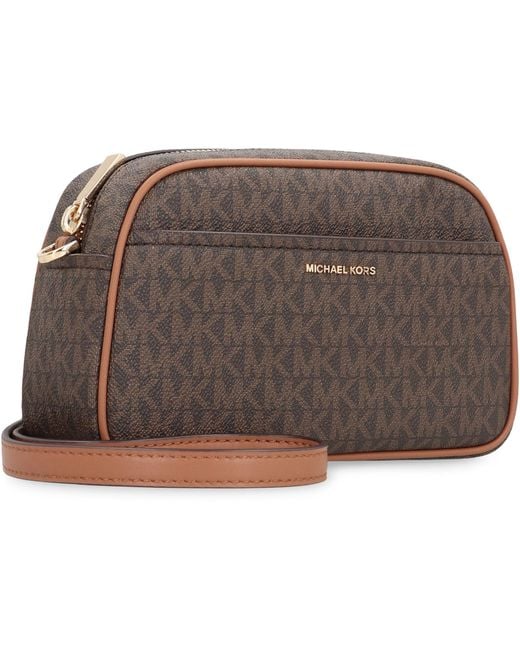 Michael Kors Brown Jet Set Coated Canvas Camera Bag