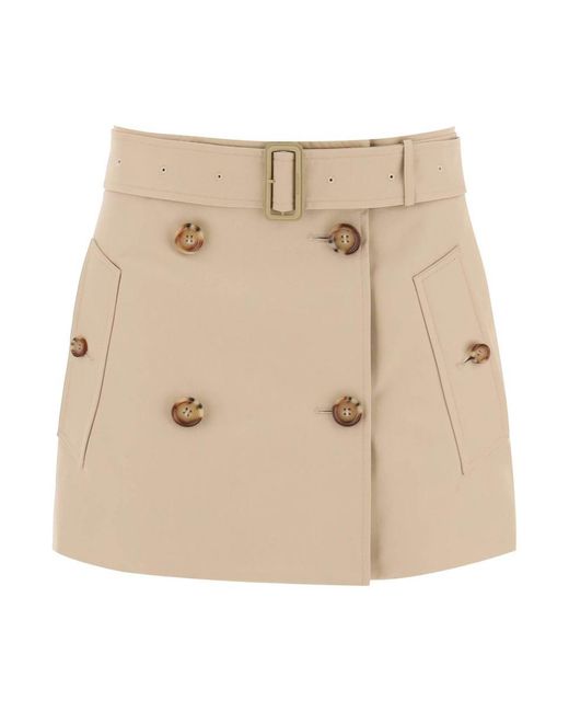 Burberry Natural Gabardine Mini Trench Skirt