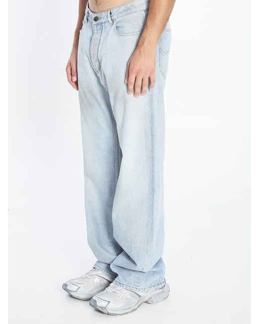 Balenciaga Blue Distressed Relaxed Jeans for men