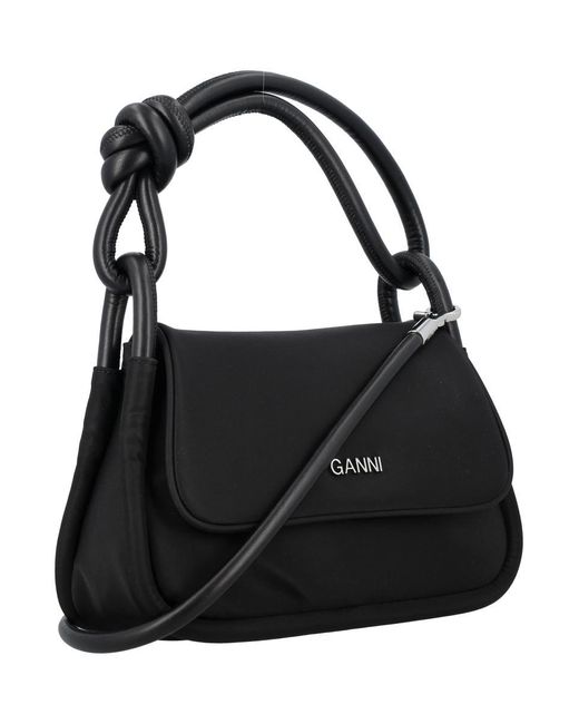 Ganni Black Knot Flap Over Bag