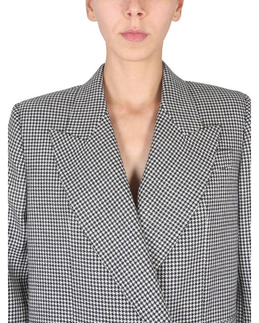 Alexander McQueen Gray Double-breasted Wool Coat With Asymmetrical Hemline