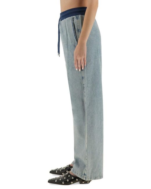 Moschino Blue Wide-Leg Denim Jeans With Drawstring Waistband