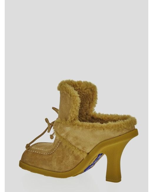 Burberry Natural Suede-shearling Highland Mules 90
