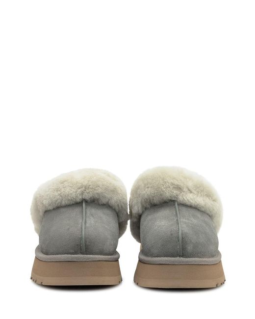 Ugg White Slippers W Disquette In Shearling Grey