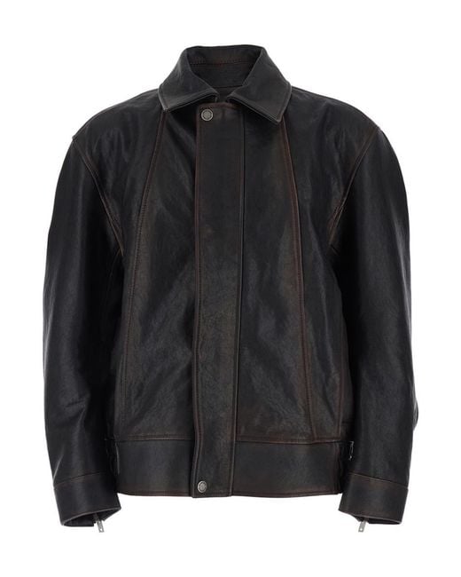 Golden Goose Deluxe Brand Black Jacket With Classic Collar And Distressed Effect for men