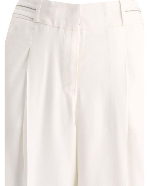 Peserico White Cuffed Trousers
