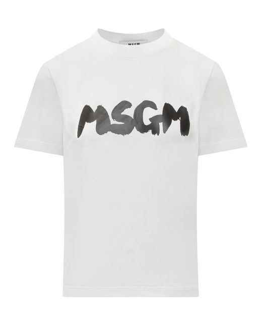 MSGM Gray T-shirt With Logo
