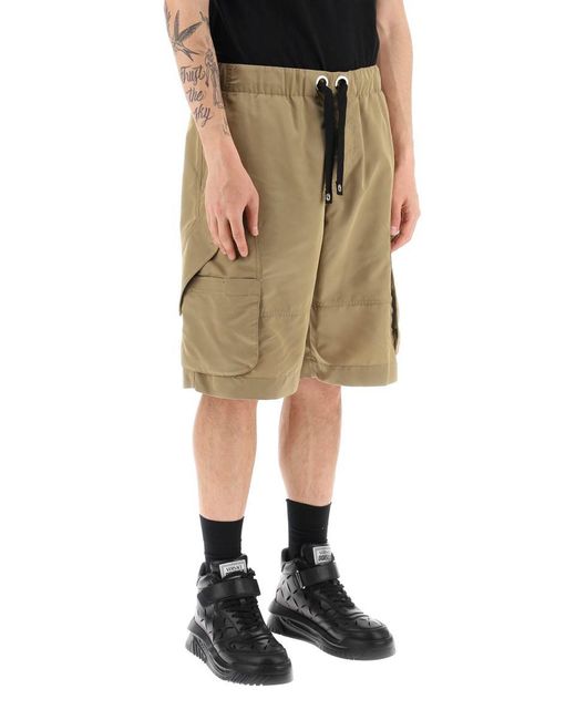 Versace Green Oversized Nylon Cargo Shorts for men