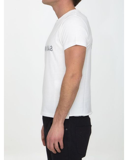 Saint Laurent White Reverse Logo T-shirt for men