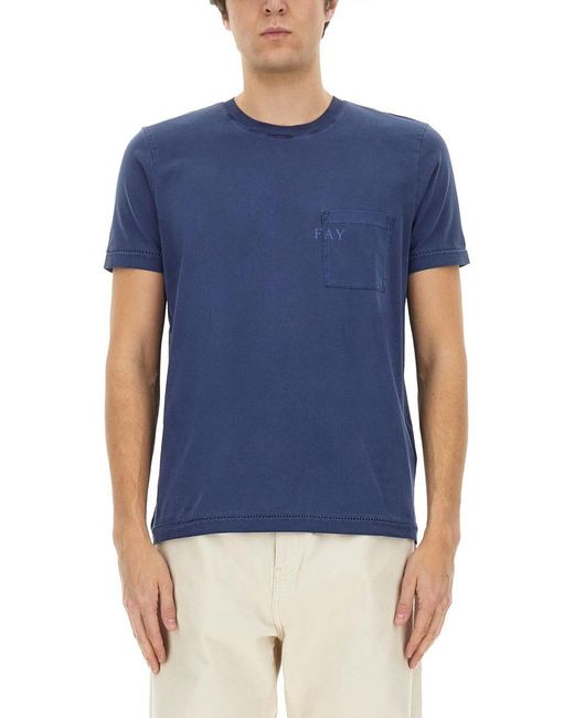 Fay Blue Regular Fit T-Shirt for men