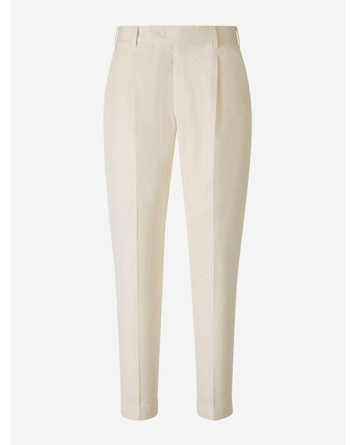 PT01 White Cotton Formal Trousers for men