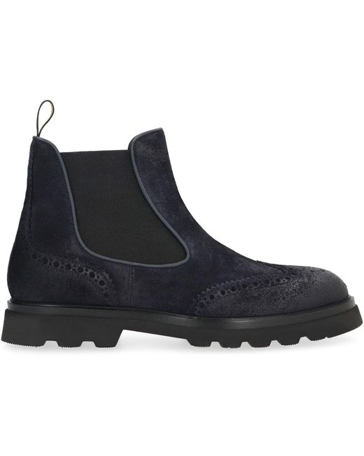 Doucal's Blue Suede Chelsea Boots for men