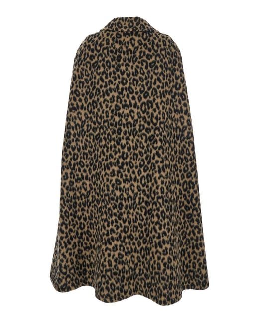 Federica Bonifaci Brown Coat With Wide Collar And All-Over Leopard Print
