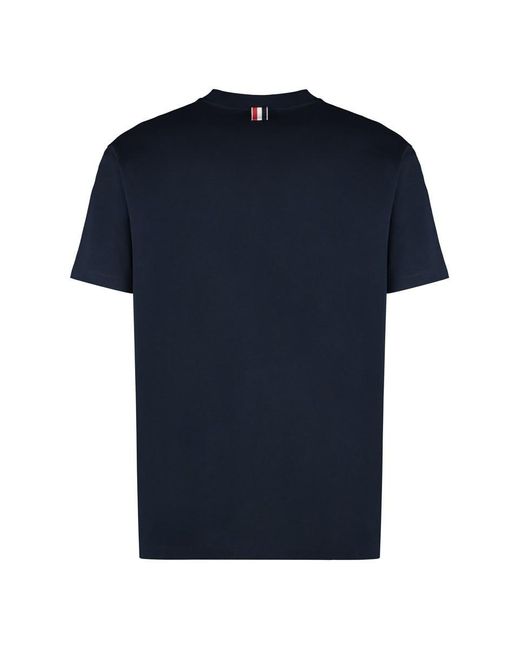 Thom Browne Blue Cotton Crew-Neck T-Shirt for men