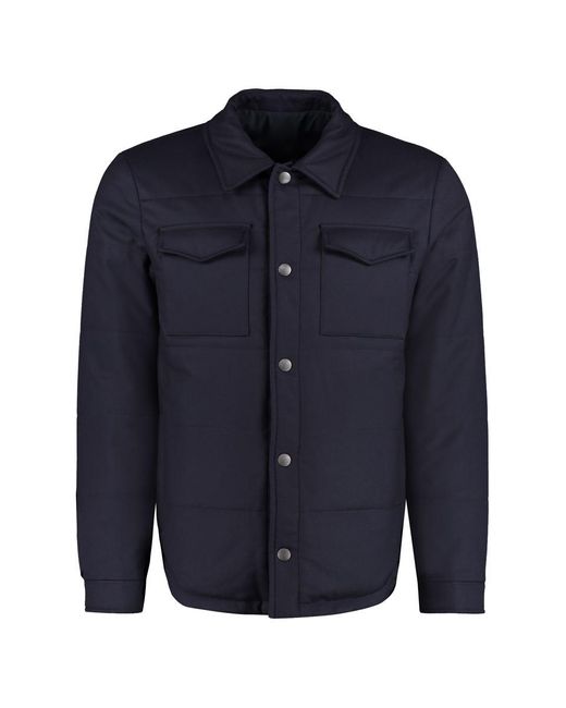 Canali Blue Wool Overshirt for men