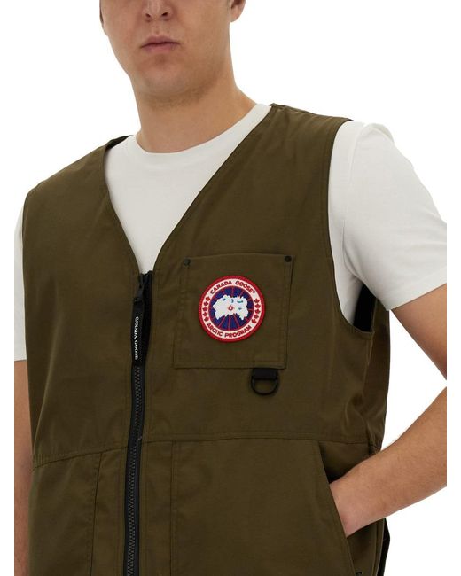 Canada Goose Green Vests With Logo for men