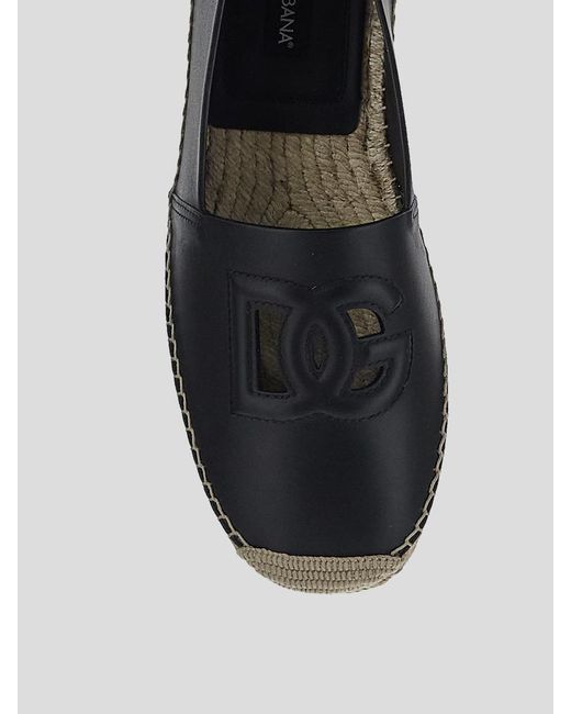 Dolce & Gabbana Black Leather Espadrillas for men