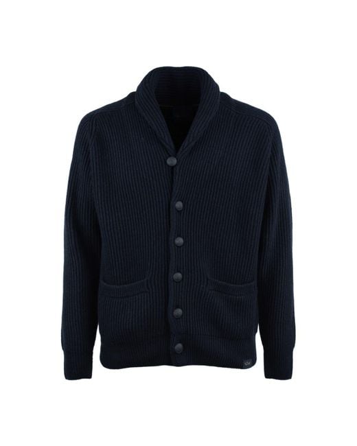 Paul & Shark Blue Wool Cardigan for men