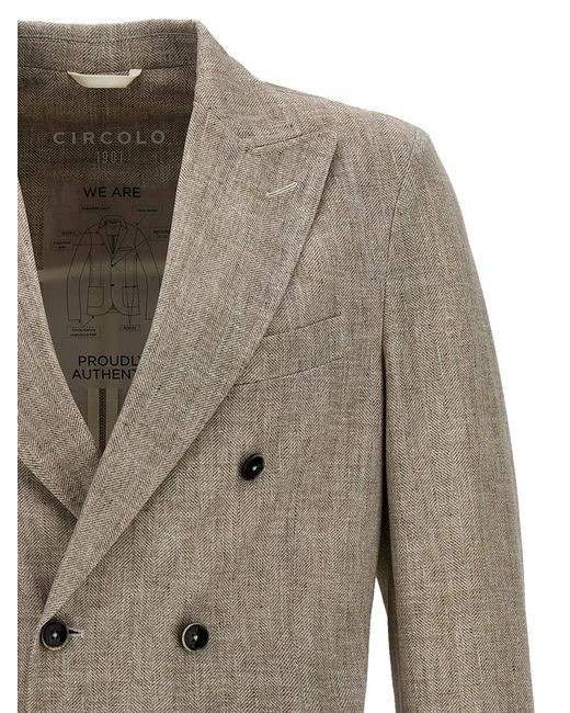 Circolo 1901 Natural Glen Plaid Double-Breasted Blazer for men