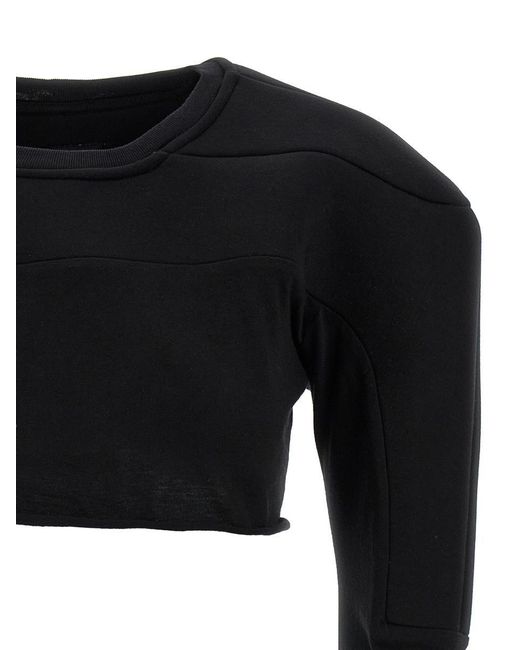 Rick Owens Black Cropped Scuba-Insert Sweater