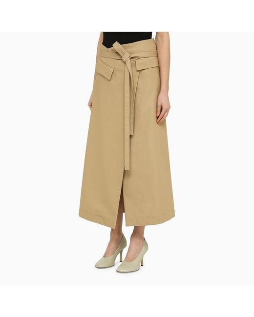 Sportmax Natural Beige Cotton Long Wrap Around Skirt