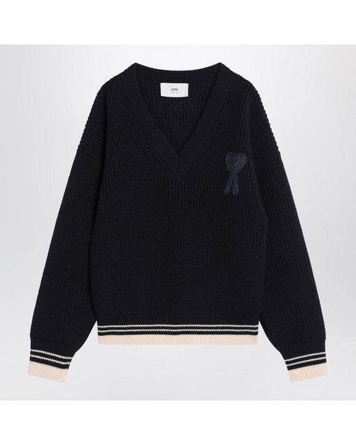 AMI Black Ami De Coeur Sweater for men