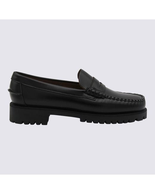 Sebago Black Leather Dan Lug Loafers