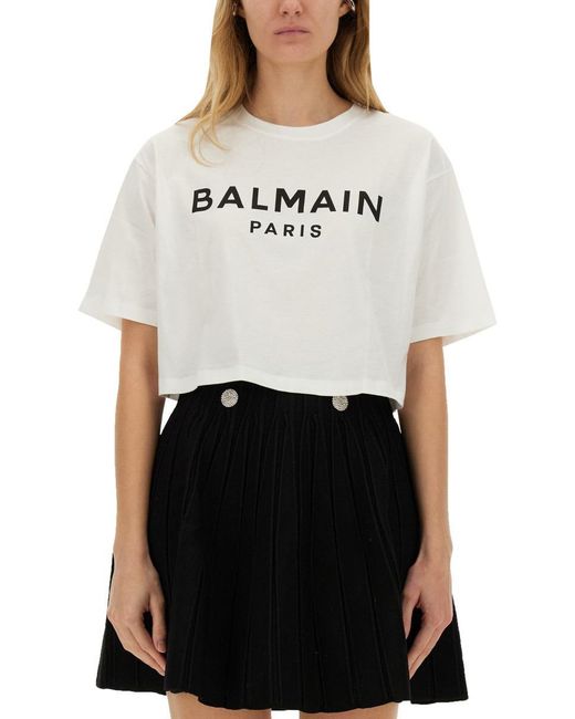 Balmain White T-Shirt With Logo
