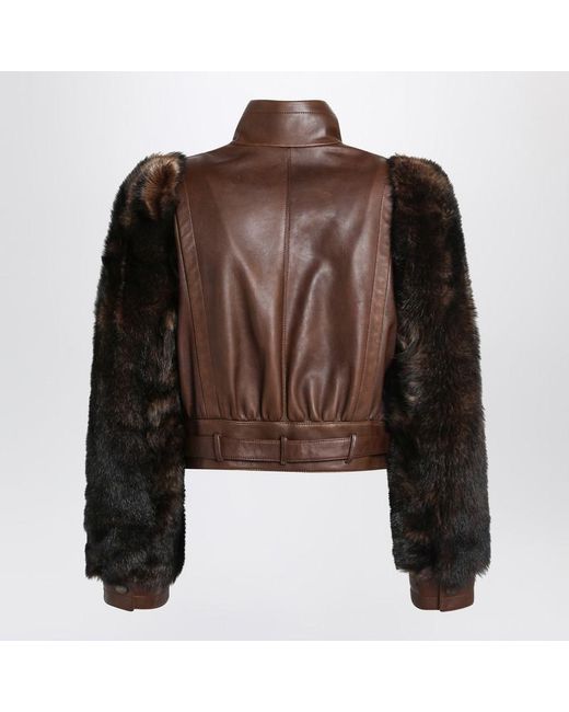 Chloé Brown Cropped And Shearling Jacket