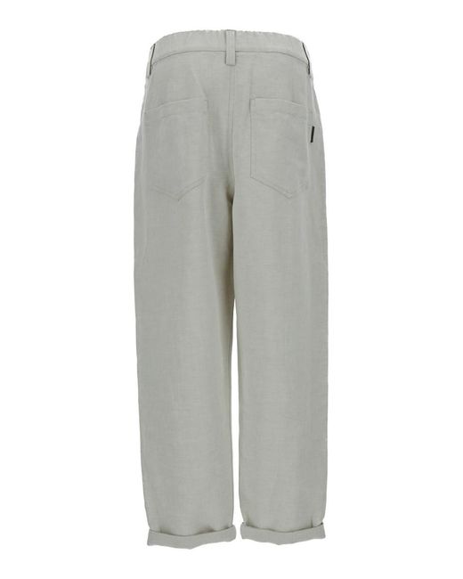 Brunello Cucinelli Gray Pleated Trousers