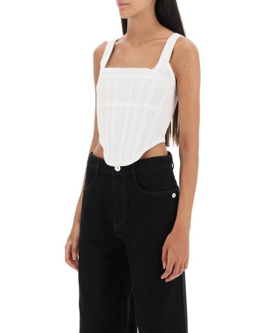 Dion Lee White Corset Top In Jersey