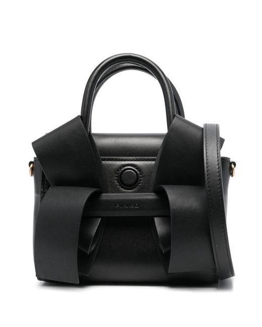 Pinko Black Aika Leather Tote Bag