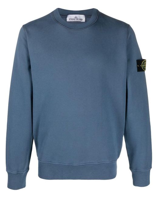 Stone Island Blue Compass-badge Cotton Sweatshirt for men