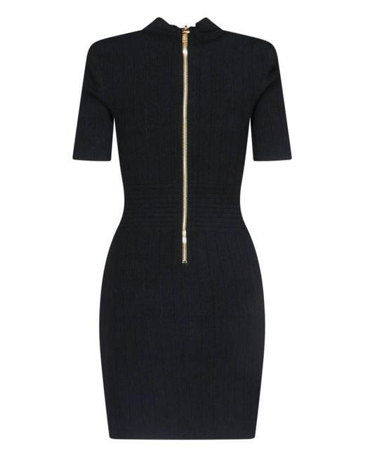 Balmain Black Knitted V-Necked Dress