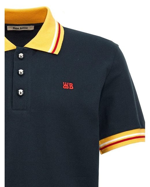 Wales Bonner Blue Piquet Cotton Polo Shirt for men