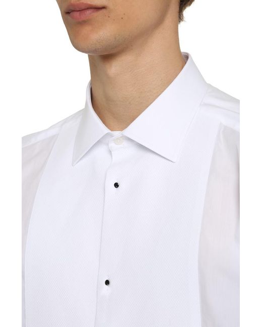 Dolce & Gabbana White Poplin Tuxedo Shirt for men