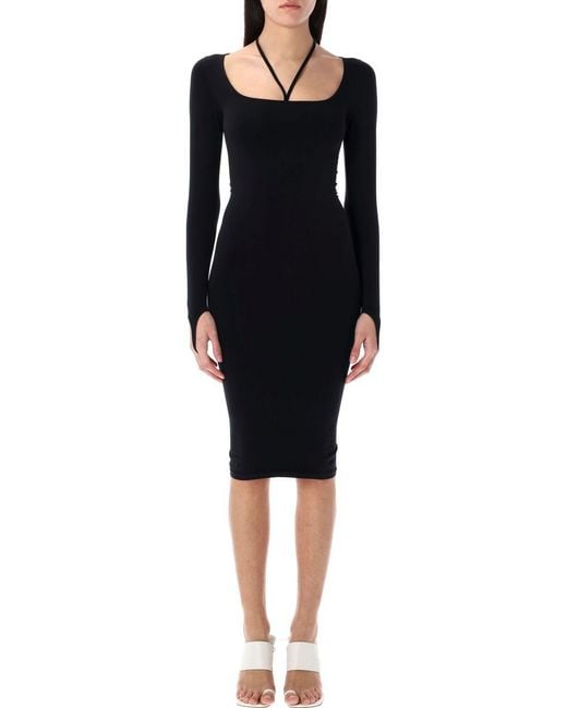 ANDREADAMO Black Sculpting Jersey Midi Dress