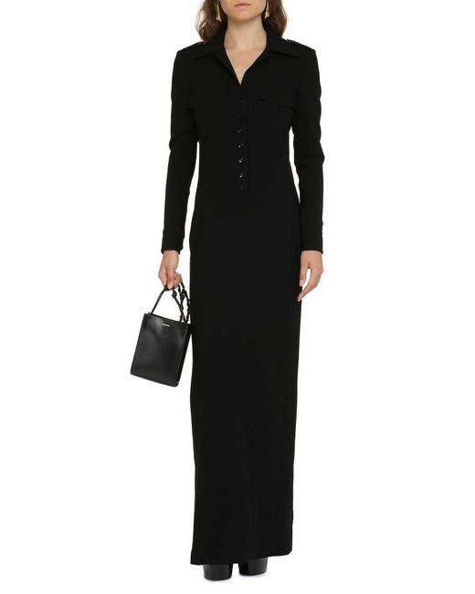 Saint Laurent Black Long Wool Dress