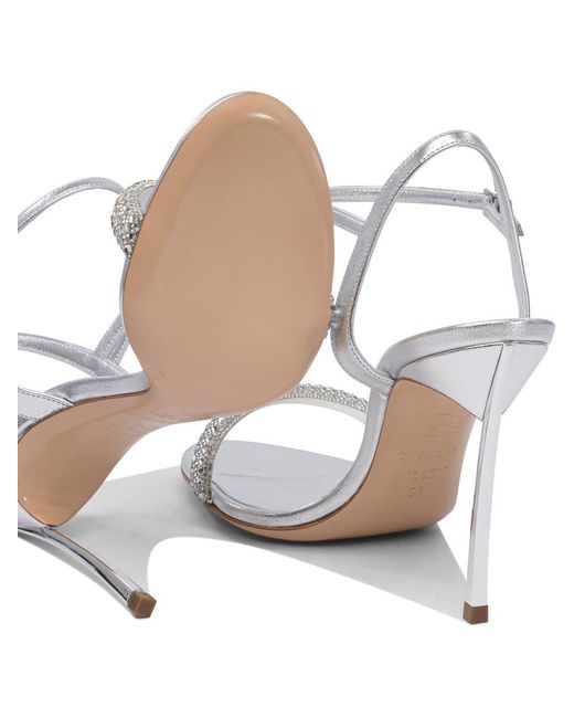 Casadei White Embellished Open Toe Sandals