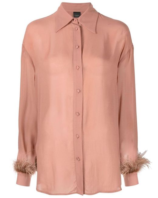 Pinko Pink Blouse With Feathers