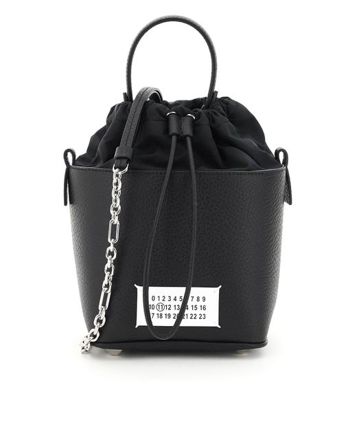 Maison Margiela Leather 5ac Mini Bucket Bag in Black | Lyst