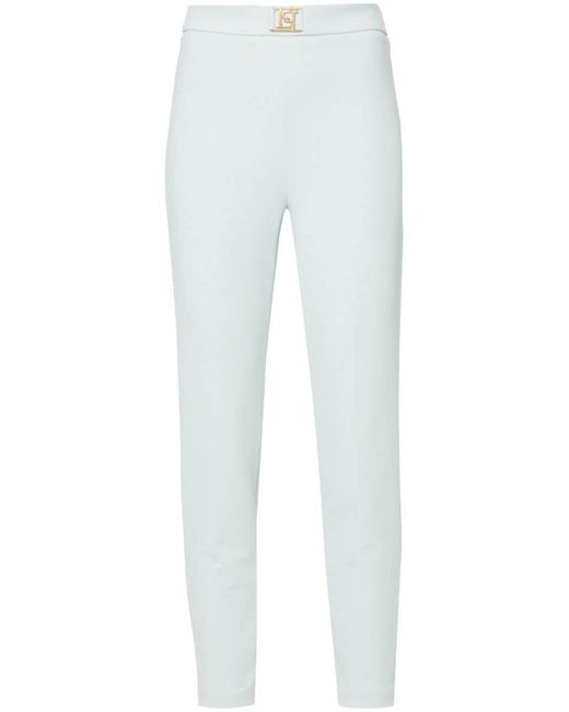 Elisabetta Franchi White Trousers With Logo