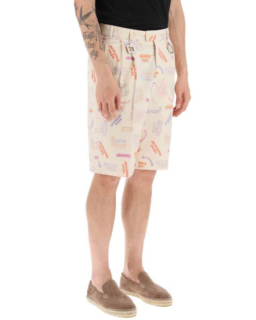Jacquemus Natural All-over Logo Lettering Shorts for men