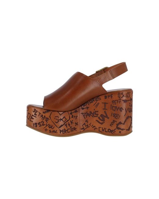 Chloé Brown Wedge Sandals "Maxime"