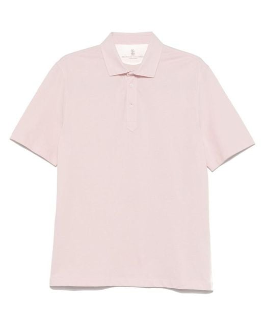 Brunello Cucinelli Pink Cotton Piquet Polo T-shirt for men