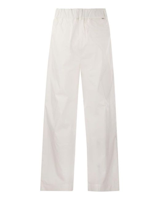 Woolrich White Cotton Pleated Trousers