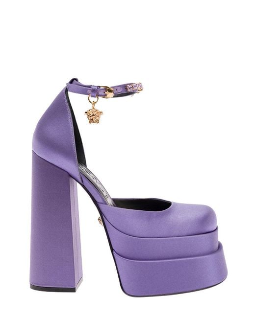 Versace Synthetic Mary Jane Lilac Satin Pumps With Medusa Charm Woman in Violet (Purple) Lyst