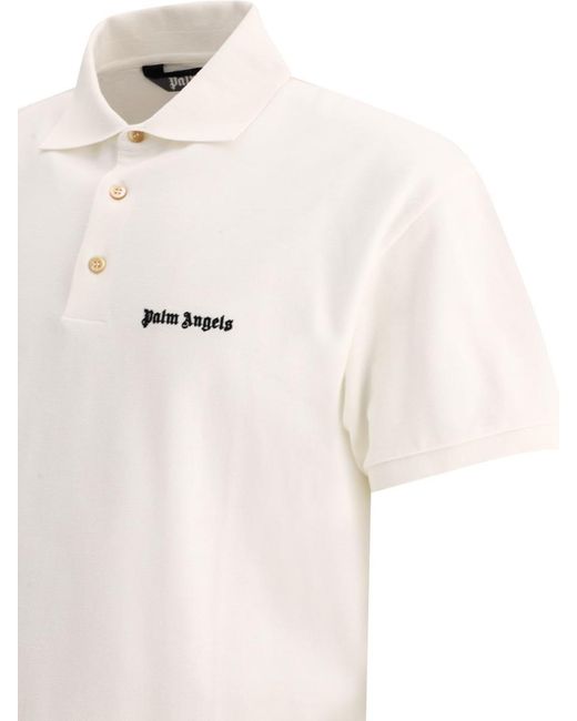 Palm Angels White "Classic Logo" Polo Shirt for men