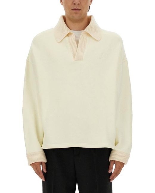 Jacquemus Natural Long Sleeve "Stitch" Polo Shirt for men