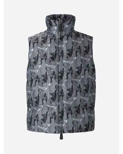 Burberry Gray Printed Quilted Vest for men